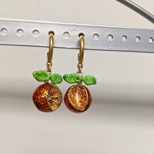ZARA Citrus Enamel and Rhinestone Earrings